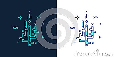 Vector linear style icon of a corals Vector Illustration