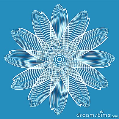 Vector linear stylized white flower Vector Illustration