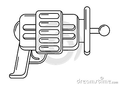Vector linenear blaster on white. Isolated outline toy gun for coloring page. Futuristic weapon Vector Illustration