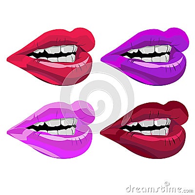 Vector lipstick red lips mouth female illustration makeup desire beauty Vector Illustration