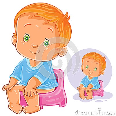 Vector little baby sitting on a pot Vector Illustration