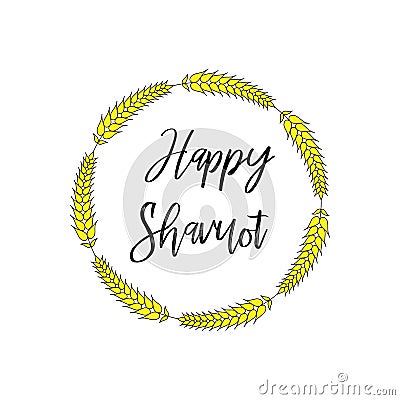 Vector llustration for Jewish holiday of Savuot.Wheat logo white background. Concept of Judaic holiday Shavuot.Happy Vector Illustration