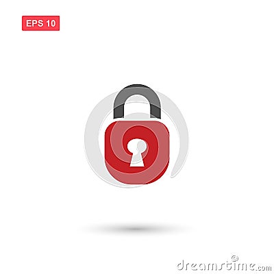 Vector lock icon symbol and security with red color Vector Illustration