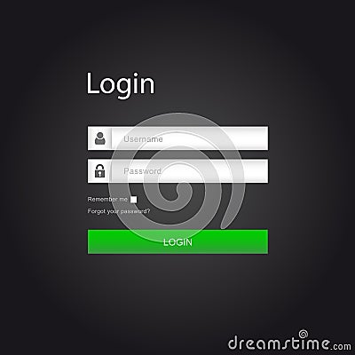 Vector login interface - username and password Vector Illustration