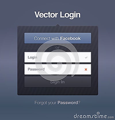 Vector login password security web screen Vector Illustration