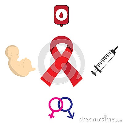 vector logo background aids poster red ribbon international world aids day illustration Vector Illustration