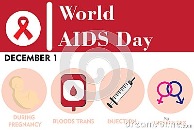 vector logo background aids poster red ribbon international world aids day illustration Vector Illustration