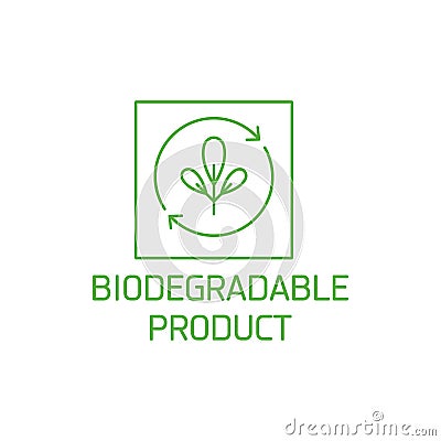 Vector logo, badge and icon for natural and organic products. Biodegradable product sign design. Symbol of healthy Vector Illustration