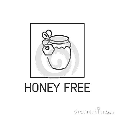 Vector logo, badge and icon for natural and organic products free from allergens ingredient. Honey free. Vector Illustration