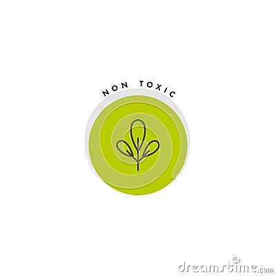 Vector logo, badge and icon for natural and organic products. Non toxic sign design. Symbol of healthy product Stock Photo