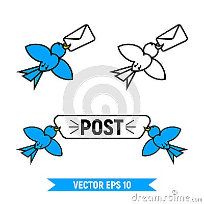 set of post birds logo Vector Illustration