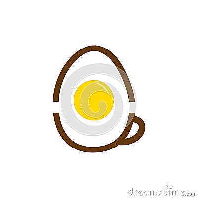 Breakfast logo design egg and coffee shape Vector Illustration
