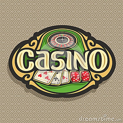 Vector logo for Casino club on brown background Vector Illustration