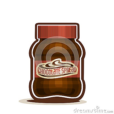 Vector logo Chocolate Spread Jar with label Vector Illustration