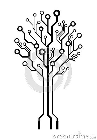 Vector circuit board tree Vector Illustration