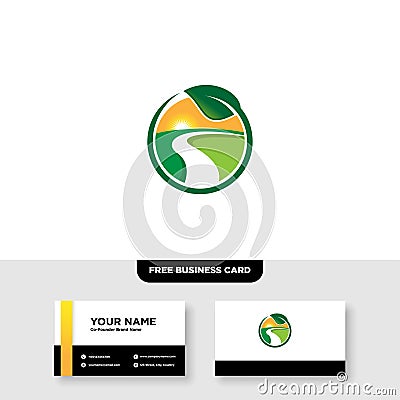 Vector logo design for agriculture, agronomy, rural country farming field, natural harvest Editorial Stock Photo