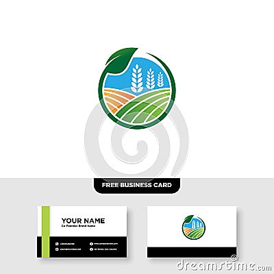 Vector logo design for agriculture, agronomy, rural country farming field, natural harvest Vector Illustration