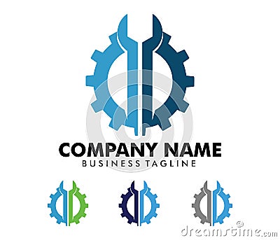 Vector logo design for automotive business, technical industry, car maintenance, smart idea engine, Vector Illustration