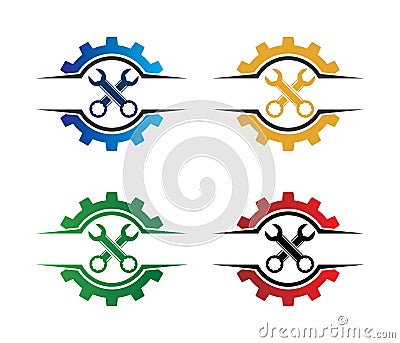 Vector logo design for automotive business, technical industry, car maintenance, smart idea engine, Vector Illustration