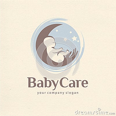 Vector logo design of baby care, motherhood and childbearing Vector Illustration