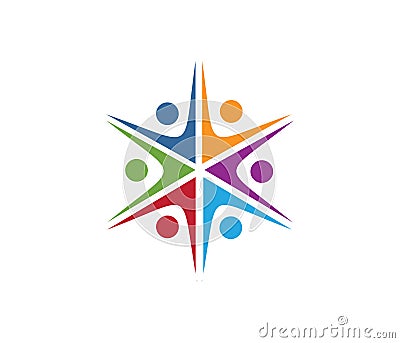 Vector logo design for children schooling, community organization, sport competition, partnership solidarity family, leadership Stock Photo