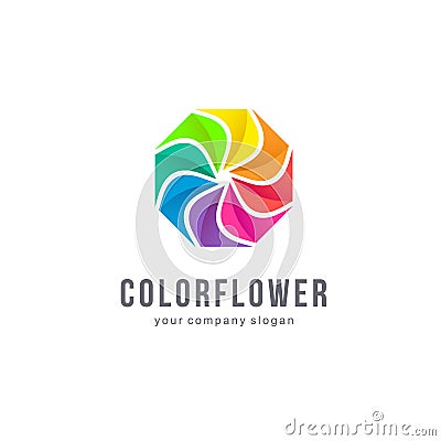 Vector logo design. Color Flower. Colourful sign. Vector Illustration