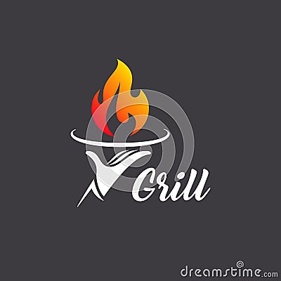 Vector logo design grill restaurant. Grilling. Barbecue Vector Illustration