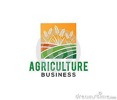 Vector logo design and illustration of agriculture business, company, research, harvest, plant, technology Cartoon Illustration