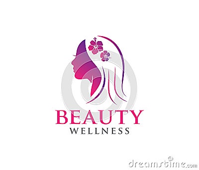 Vector logo design illustration for beauty women wellness, beauty salon, yoga class, cosmetic makeup Cartoon Illustration