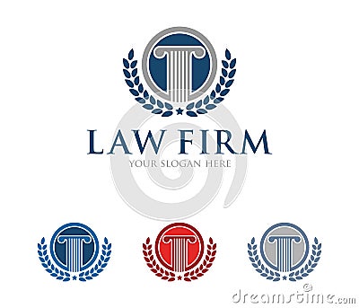 Vector logo design illustration for law firm business, attorney, advocate, court justice Cartoon Illustration