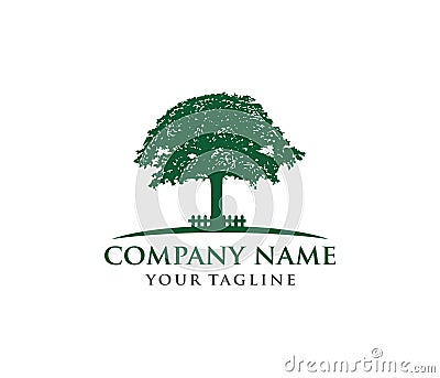 Vector logo design illustration of oak tree logo, wise and strong Vector Illustration