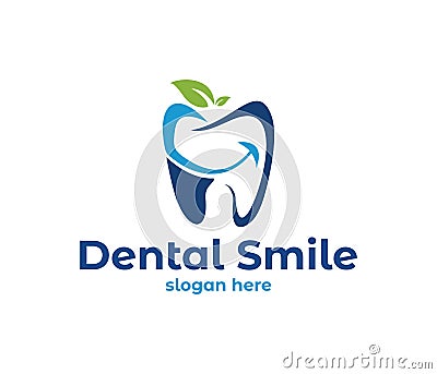 Vector logo design illustration for dental clinic healthcare, dentist practice, tooth treatment, healthy tooth and mouth Vector Illustration