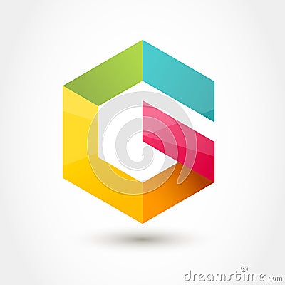 Vector logo design template. Colorful hexagon infinity loop shape, business technology abstract symbol. Letter G icon Vector Illustration