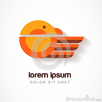 Vector logo design template. Orange bird symbol. Abstract flat i Vector Illustration