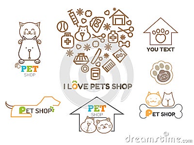 Vector logo design template for pet shops set Vector Illustration