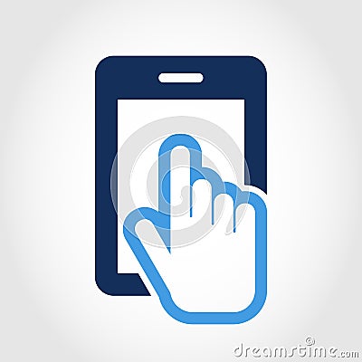 Vector logo design template. Touch screen smartphone icon. Hand Vector Illustration