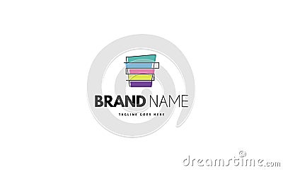 Vector logo on which is an abstract image of a stack of colored papers. Vector Illustration