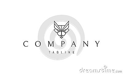 Vector logo on which an abstract image of a wild ferocious beast in a linear style. Vector Illustration