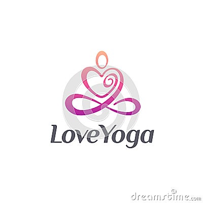 Vector logo design for yoga studio. Love Yoga Vector Illustration