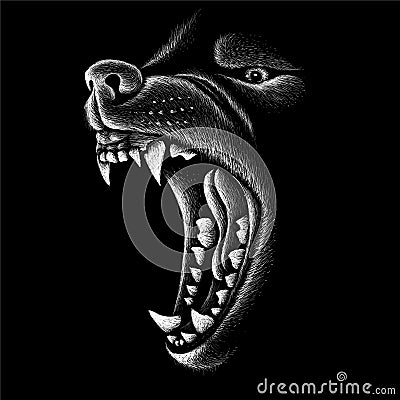 The Vector logo dog or wolf for tattoo or T-shirt design or outwear. Cute print style dog or wolf background. Stock Photo