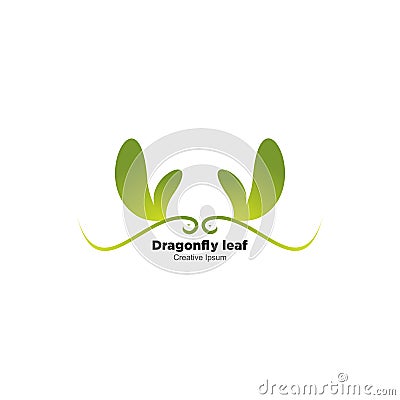 logo dragonfly logo design,green leaf wing dragonfly Vector Illustration