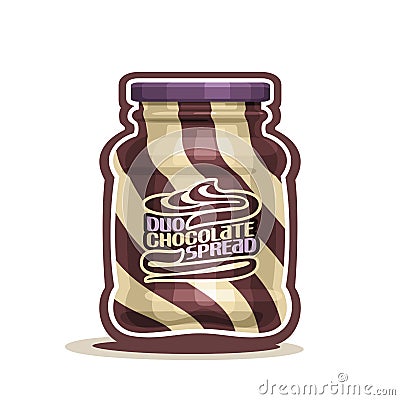 Vector logo Duo swirl Chocolate Spread Jar Vector Illustration