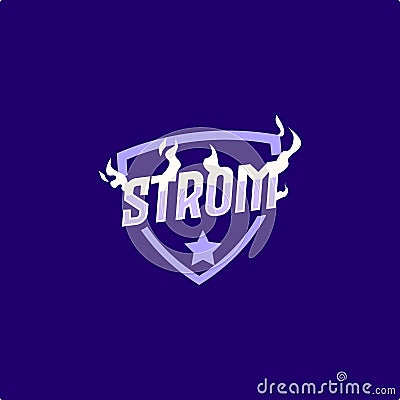 Vector logo e sport strom with shield and lightning effect Vector Illustration
