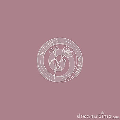 Flax flower logo Vector Illustration