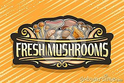 Vector logo for Fresh Mushrooms Vector Illustration