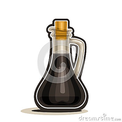 Vector logo glass decanter with handle filled soy sauce Vector Illustration