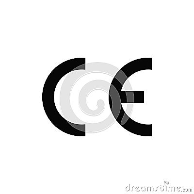 Vector logo illustration of the official ce symbol icon of european quality standards Vector Illustration