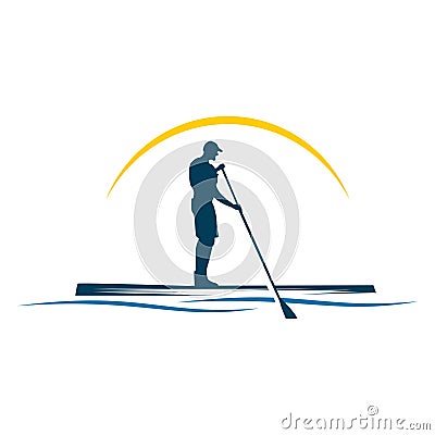 Vector logo illustration of a rower and man symbol Cartoon Illustration