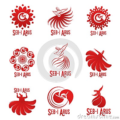 Vector logo illustration. Turkish, Sufi and Dervish Dance. Seb i Arus Vector Illustration