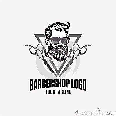 Vector logo illustration vintage barbershop Vector Illustration